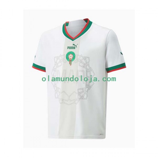 Camisola Marrocos Homem Equipamento Segundo Copa do Mundo 2022 Manga Curta